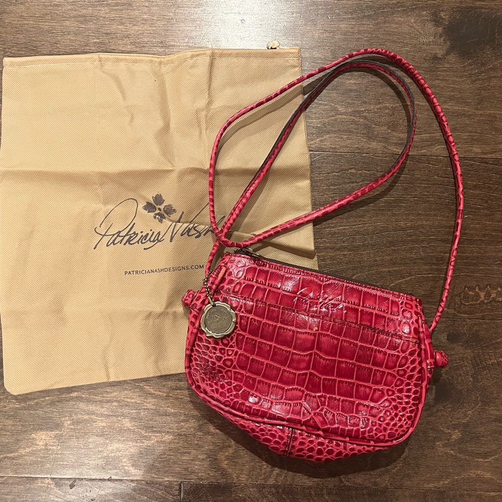 Patricia Nash Red Croc-Embossed Crossbody Bag